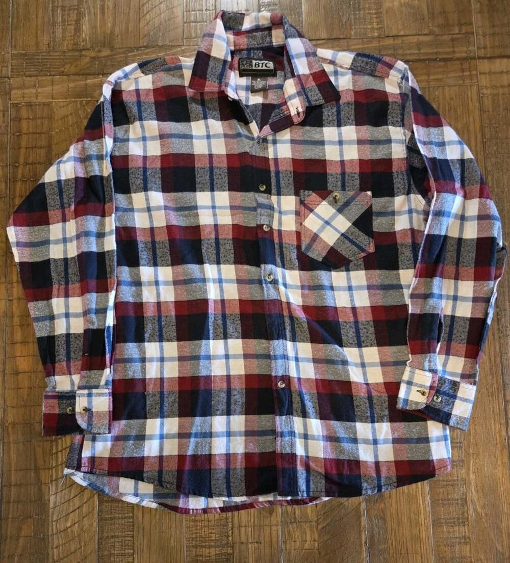 BTC Mens button up flannel shirt red blue multiples sizes XL